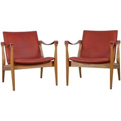 Pair of Safari Chairs by Ebbe & Karen Clemmensen for Fritz Hansen