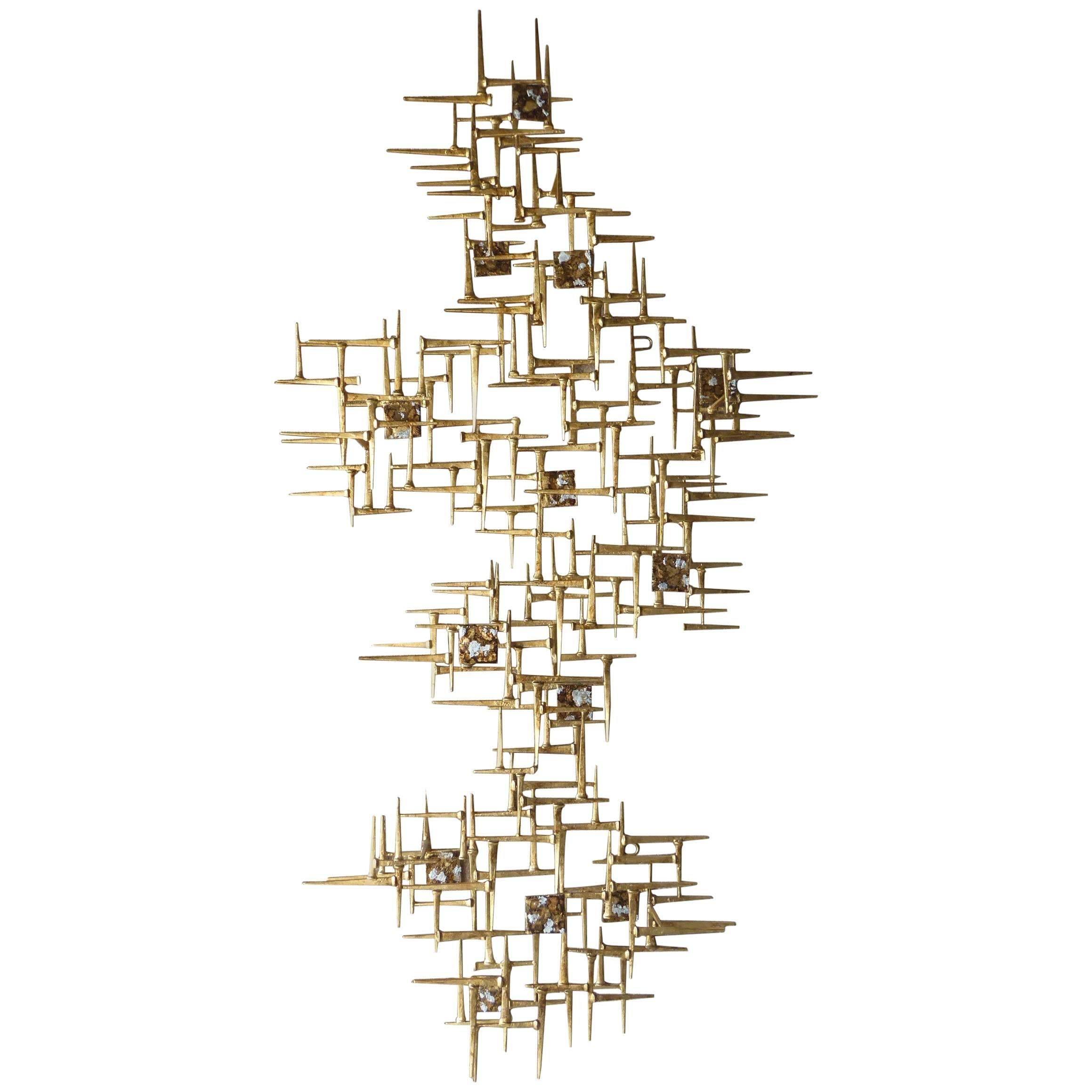 Contemporary Gilded Steel and Patinated Metal Wall Sculpture by Del Williams