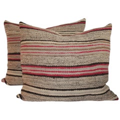 Pair of Early Navajo Weaving Saddle Blanket Pillows