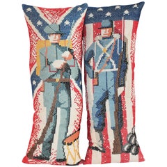 Pair of Bolseter Patriotic Pillows British and American Soldiers