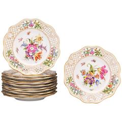 12 Dresden Floral Pierced Plates