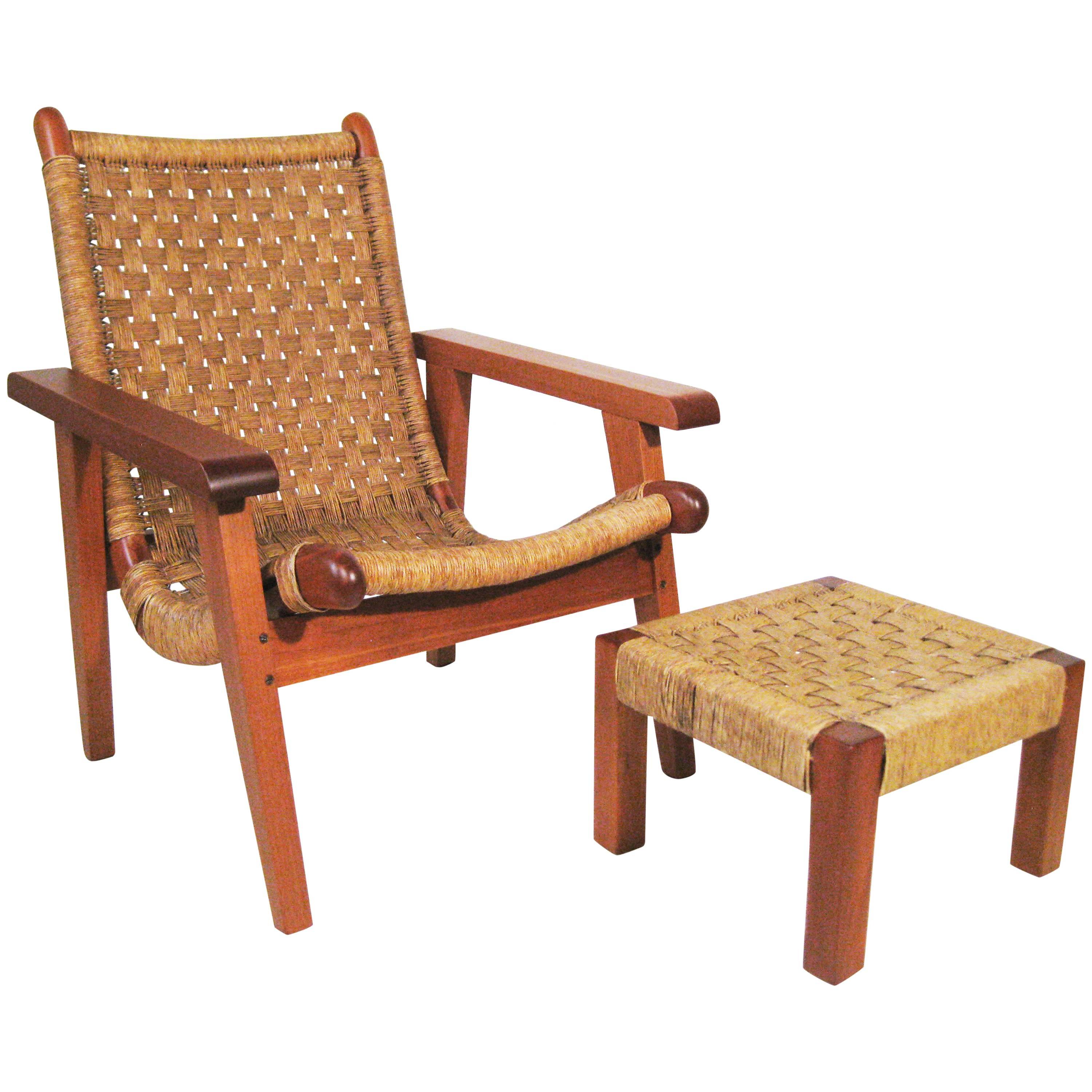 Armchair & Stool Attributed to Michael van Beuren, Mexico, circa 1960 For Sale