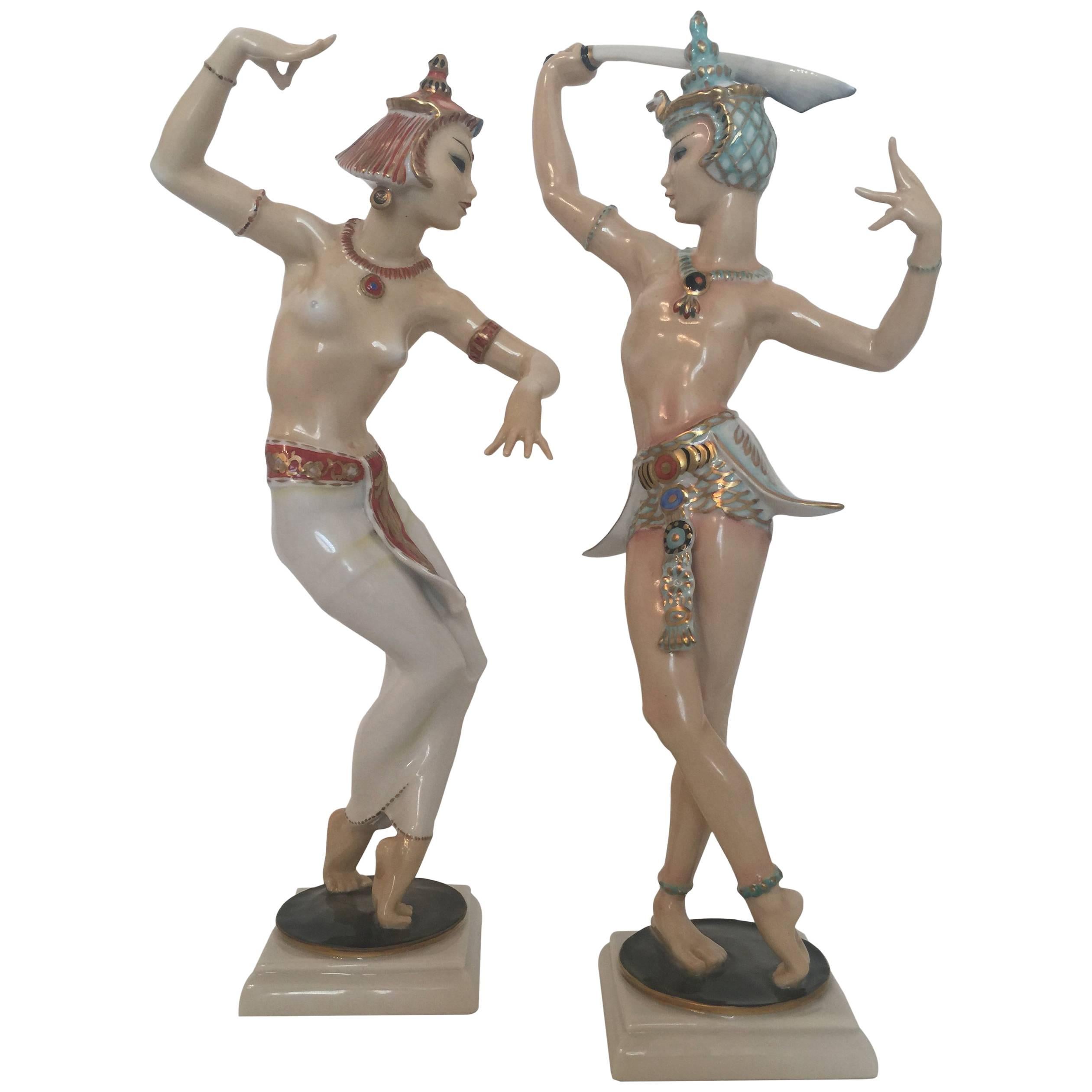 "Sword Dancer" Figurines, Carl Werner for Hutschenreuther, Germany, circa 1955 For Sale