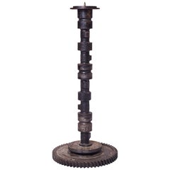 Brutalist Iron Gear Candleholder