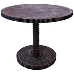 Contemporary Brutalist Iron Gear Table