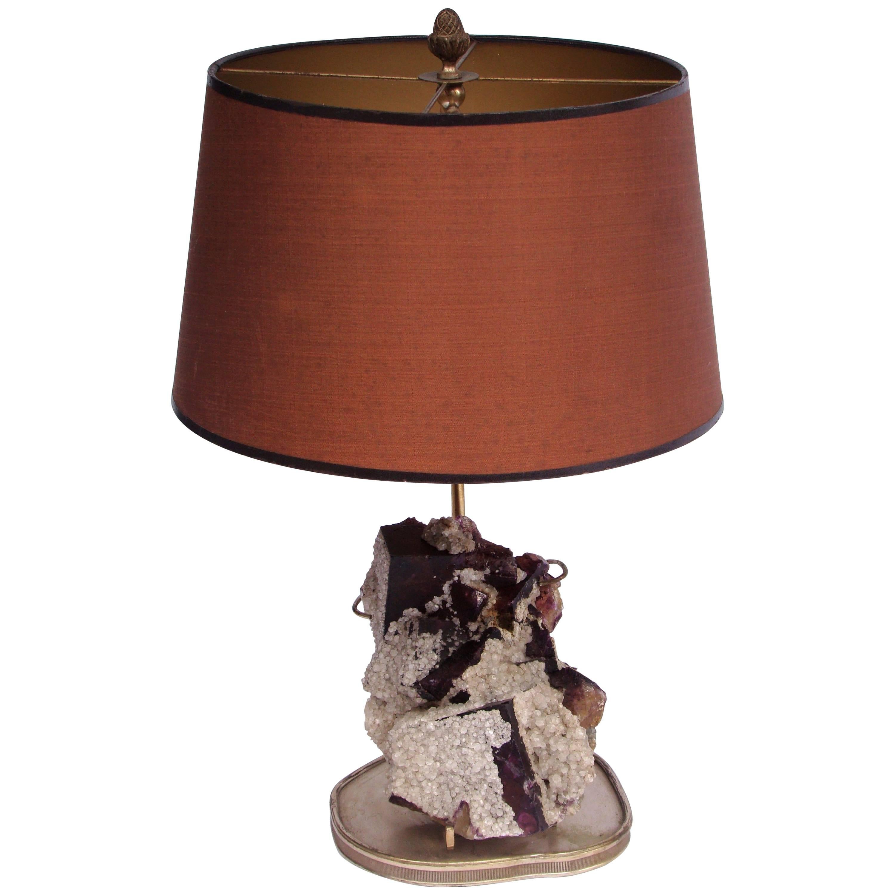 1950s Mineral Stone Table Lamp For Sale