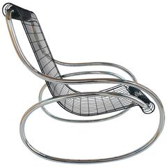 Rare Iron and Chrome Rocking-Chair, circa 1970 6