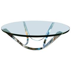 Roger Sprunger Chrome and Glass Coffee Table by Dunbar Furniture 1970s