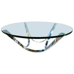 Roger Sprunger Chrome and Glass Coffee Table by Dunbar Furniture 1970s