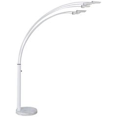 Italian Metal, Chrome and Marble Arc Floor Lamp in the Style of Angelo Lelli 6