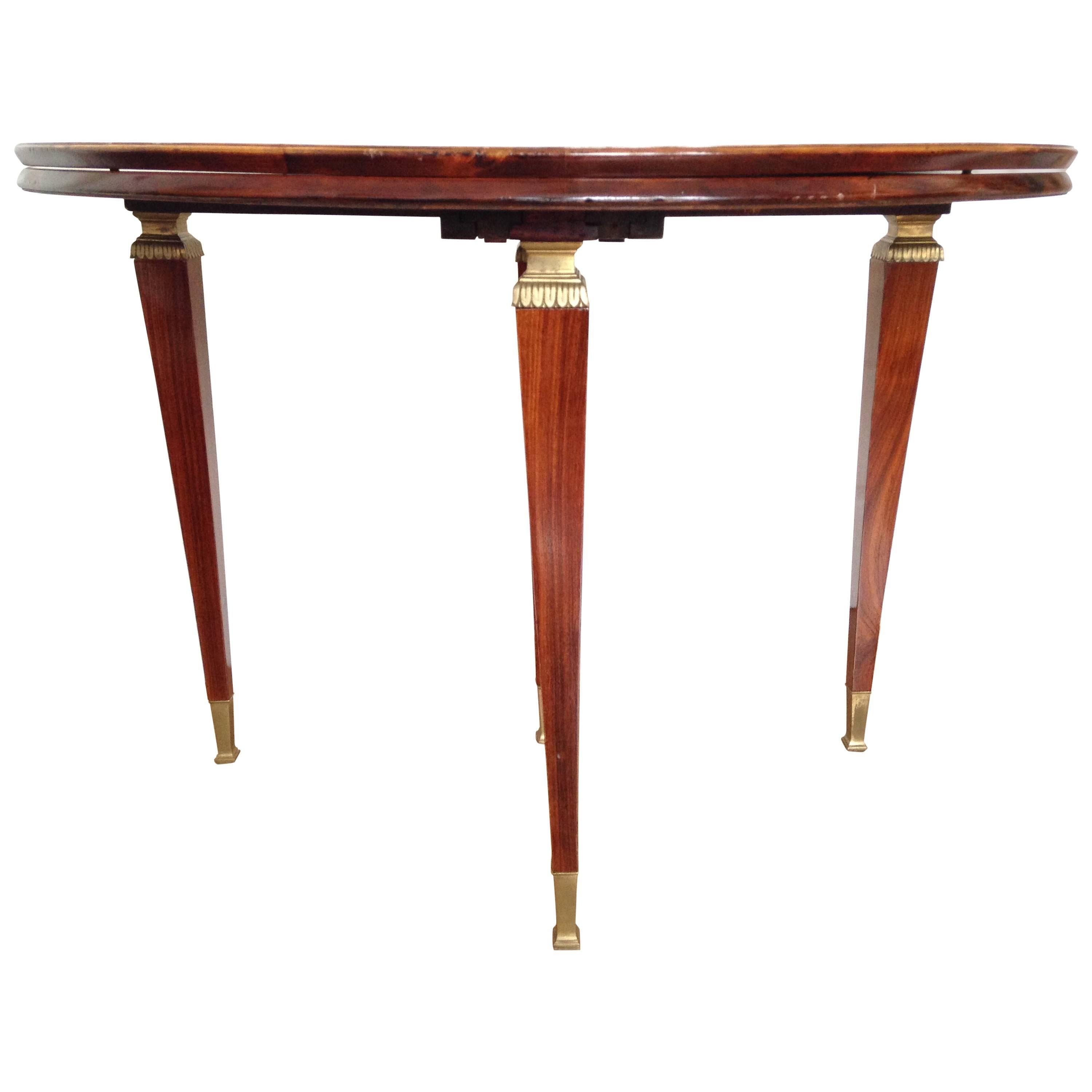 Italian Rosewood Demilune Side Console Card Table For Sale