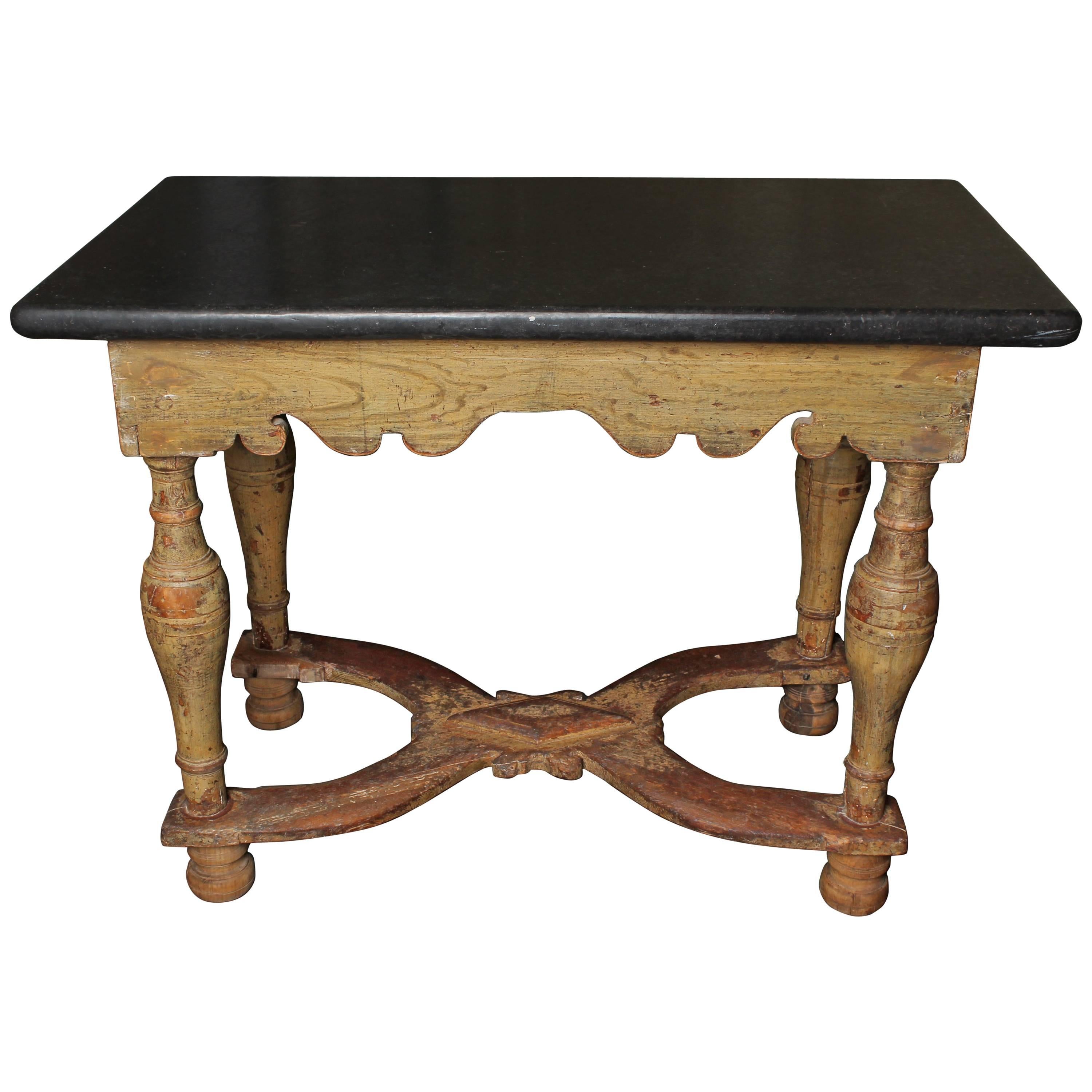 18th Century Swedish Baroque Table, Original Painting