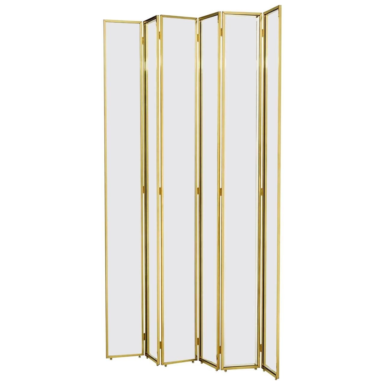 Miss Folding Screen in Gold Finish or Polished Stainless Steel Finish For Sale