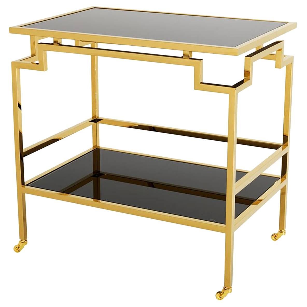 Angles Trolley in Gold Finish or in Polished Stainless Steel