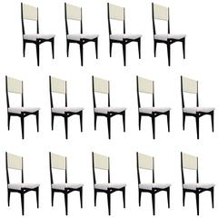 Set of 14 Mid-Century Modern Gio Ponti Style High Back Dining Chairs