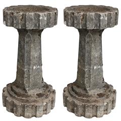 Pair of Garden Stone Bird Baths / Decorative Columns