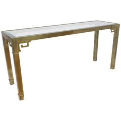 Sidetable Brass with Glasstop by Mastercraft