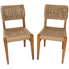 Pair of Vintage French Rope Side Chairs