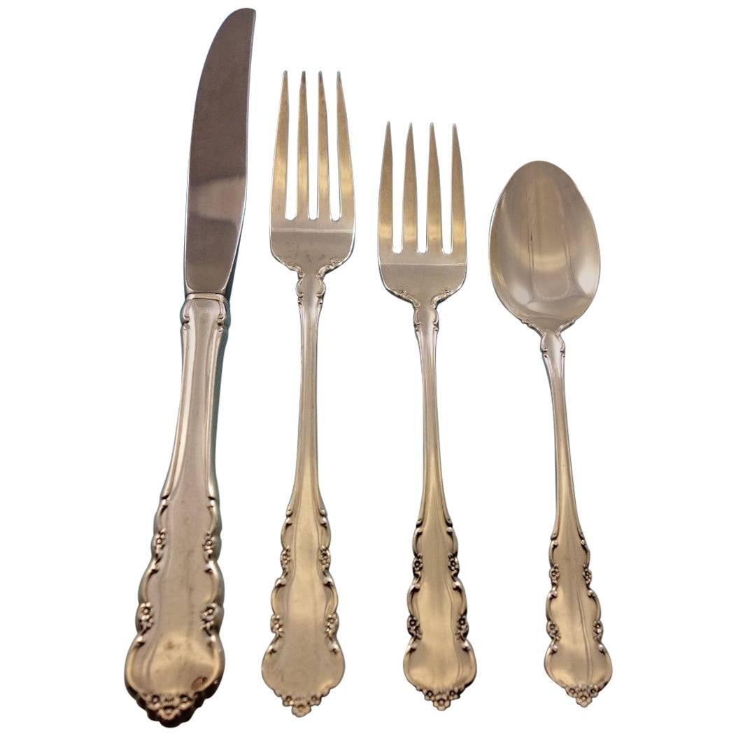 Martinique by Oneida Sterling Silver Flatware Set Luncheon 8 Service 37 pieces For Sale