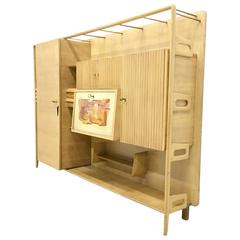 Maple Bookcase with a Surrealist painting for Palazzi dell'arte, Cantù, 1950s 3