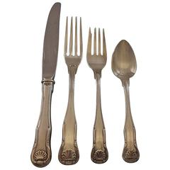 King by Kirk Sterling Silver Flatware Set 6 Service 24 Pieces Shell Motif