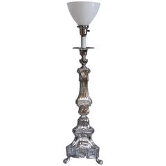 19th Century Silver Plate Altar Candle Stick Wired as Lamp 2
