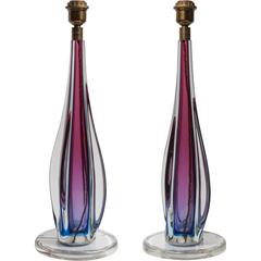 Zanetti Vintage Table Lamps, Sommerso Glass