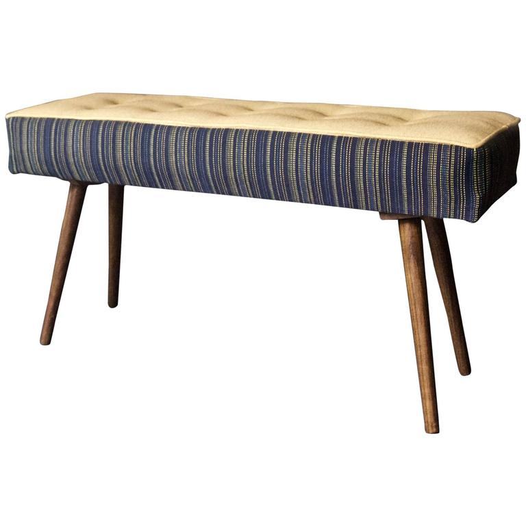 Studio Series Mini Bench Navy Pinstripe With Beeswax Seat In Stock Studio Series Mini Bench Navy Pinstripe With Beeswax Seat In Stock For At 1stdibs