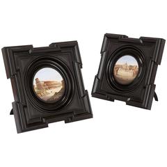 Pair of Circular Italian Micromosaic Plaques in Wooden Frames 10