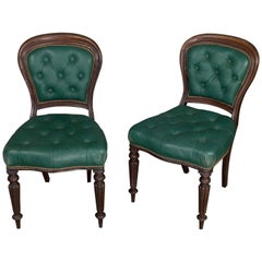 Pair of William IV Tufted Leather Side Chairs