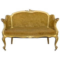 Canapé en bois doré du XIXe siècle de style néo-rococo français