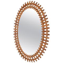 Italian Sunburst Mirror Bamboo Oval 50s