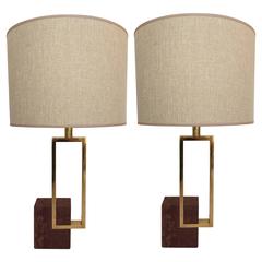 Pair of Lamps Marble and Brass by Banci, Italy, 1980s 4