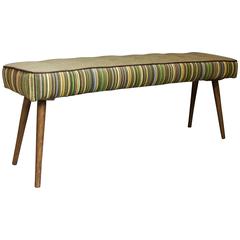 Studio Series Mini Bench Navy Pinstripe With Beeswax Seat In Stock Studio Series Bench Colorful Pinstripes With Herringbone Seat