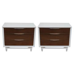 Pair of Lacquered Mid-Century Modern Triple-Drawer Chests