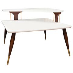 Vintage Lacquered Two-Tiered Corner Table