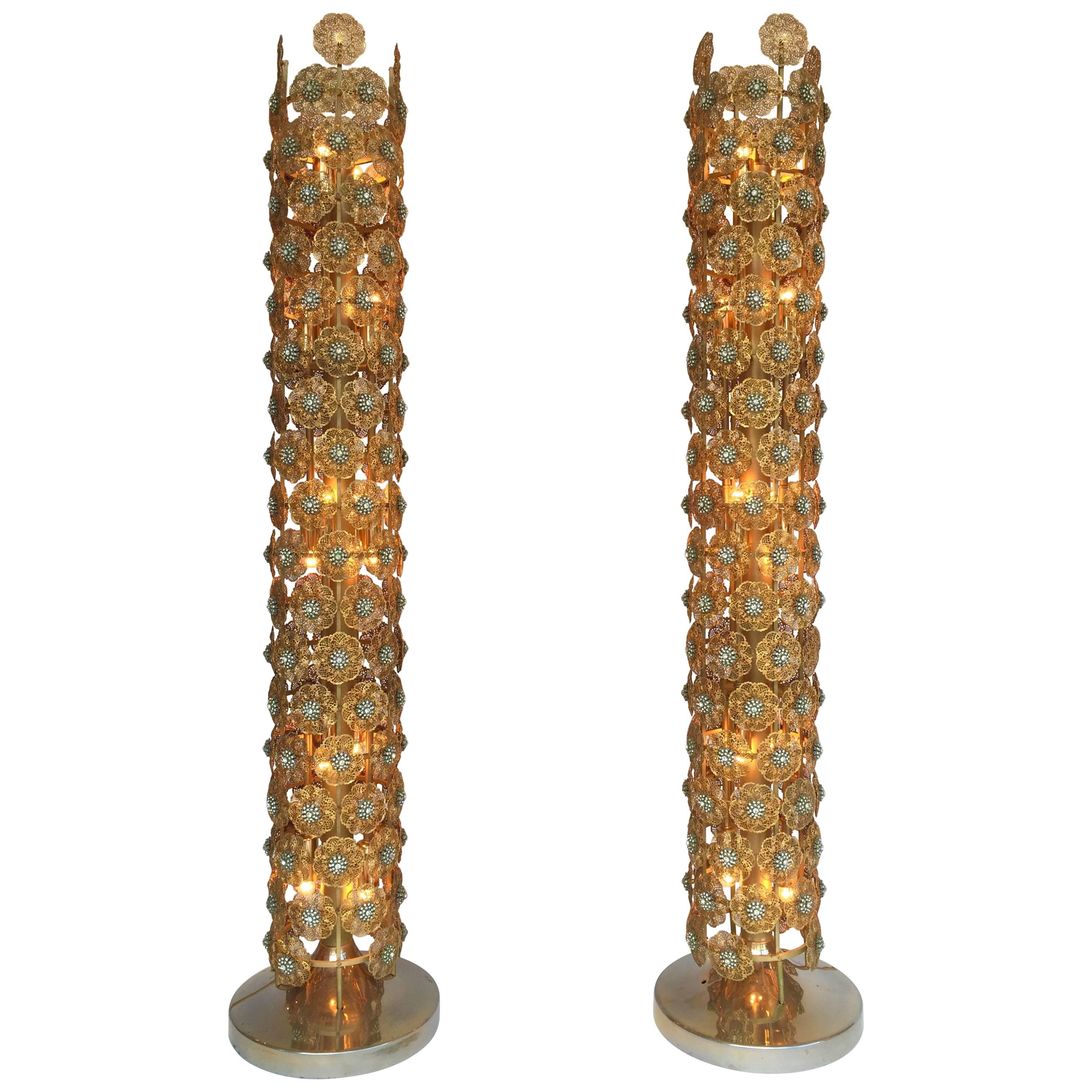 Pair of Brass Floor Lamps by Faustig. Germany, 1970s
