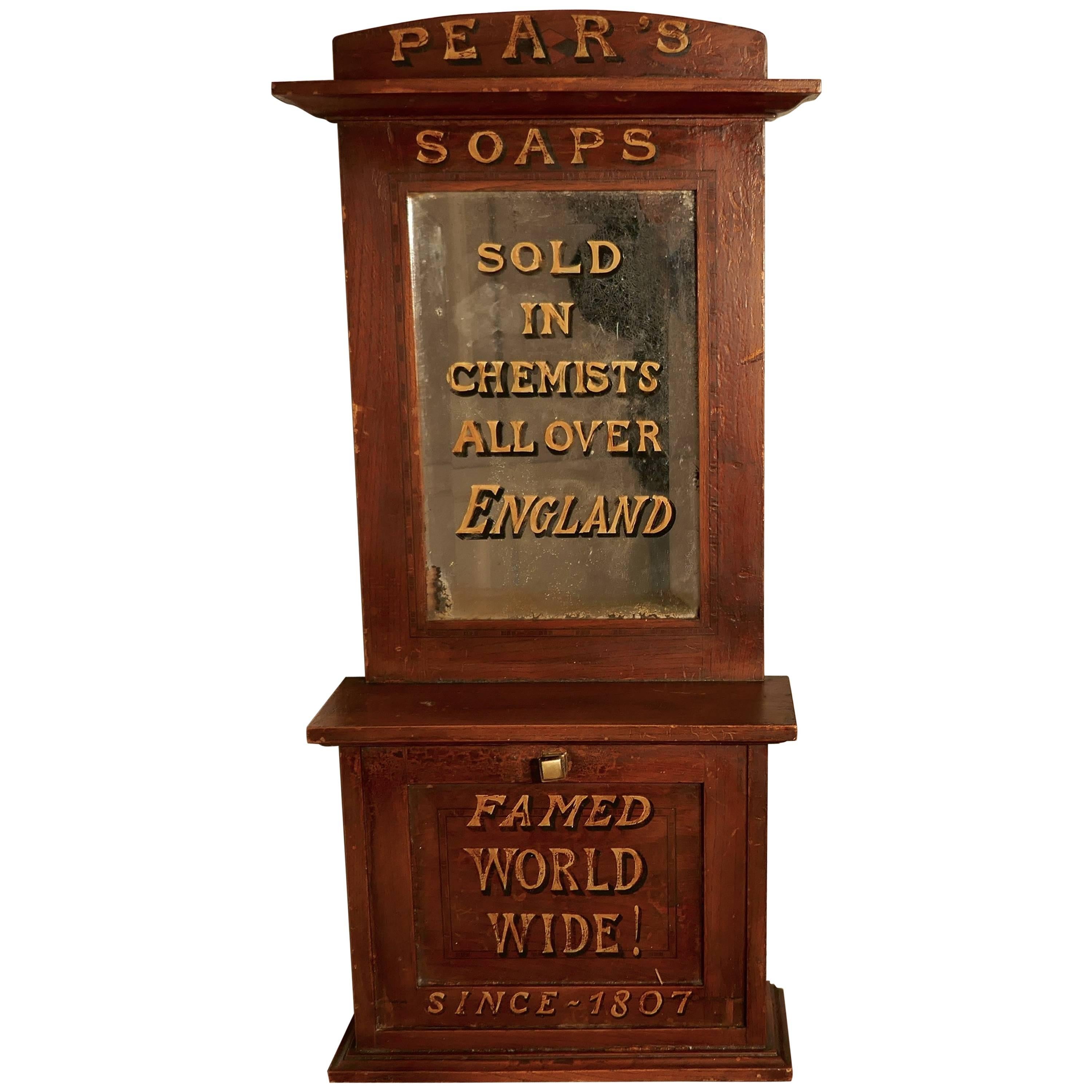 Victorian Mahogany Sign Painted Chemists or Bathroom Cupboard