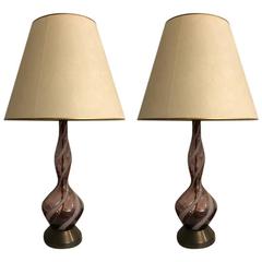 Pair of Murano Venetian Mid-Century Colored Table Lamps