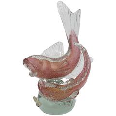 Barovier et Toso Murano Glass Double Fish Form Sculpture