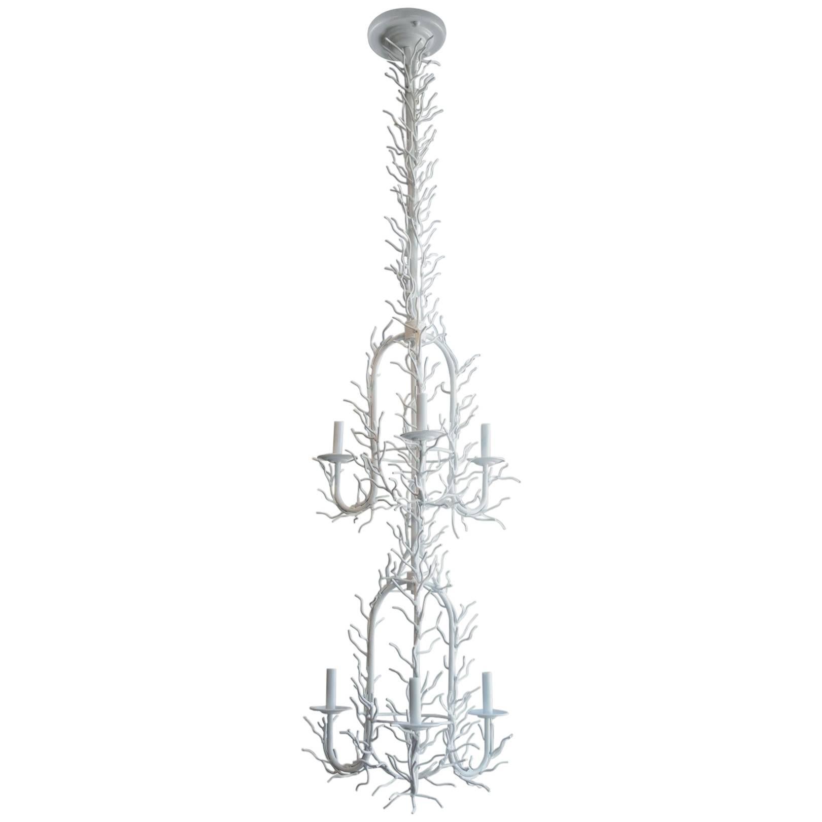 Vintage White Faux Coral Chandelier For Sale