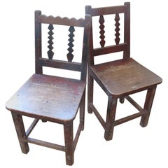 Antique Two 19th Century, Small Painted Wood Chairs