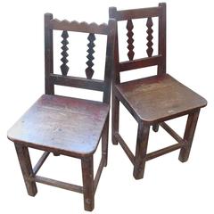 Two 19th Century, Small Painted Wood Chairs 1