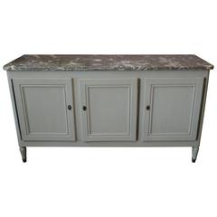 French 19th Century Three-Door Buffet with Removable Marble Top and Two Drawers