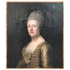 18th Century French Oil on Canvas Portrait of Woman