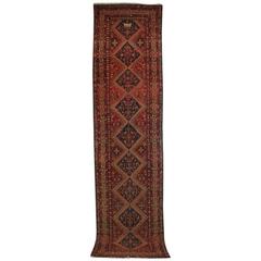 Antique Fine Hand-Knotted Persian Malayer Runner, Signed, circa 1920