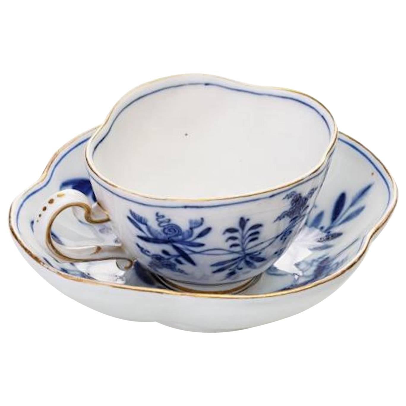 19th Century German Meissen Porcelain Cup and Saucer For Sale