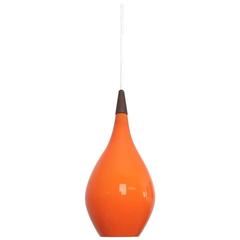 Danish Orange Glass Hanging Light by Holmegaard, Denmark 1960s