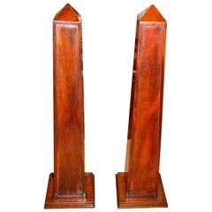Pair of Mahogany Obelisks with Shelves