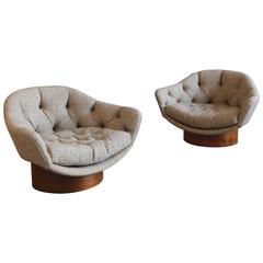Modernist Tufted Barrel Chairs